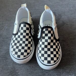 Vans Toddler Kids Checkered Slip-On Shoes- Black and White Size 8 Crep protected